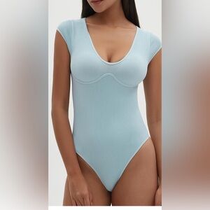 CHYRII Size MEDIUM Sky BLUE, Ribbed Bodysuit. NWT!!